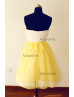 Ivory Lace Blue/Yellow/Hot Pink/Peach Tulle  Short Prom Dress